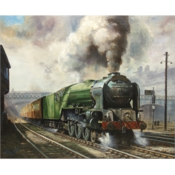  Joe Townend GRA (British 1946-): Railway Locomotive - 'Queen of Scots' Alcazar 60136, oil on board signed 62cm x 74cm  DDS - Artist's resale rights may apply to this lot      
