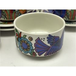 Villeroy & Boch Acapulco pattern coffee set for six, comprising coffee pot, milk jug, sugar bowl, seven coffee cups and six saucers, all with printed mark beneath