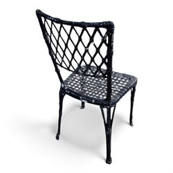 Cast aluminium garden table and chairs in a black finish