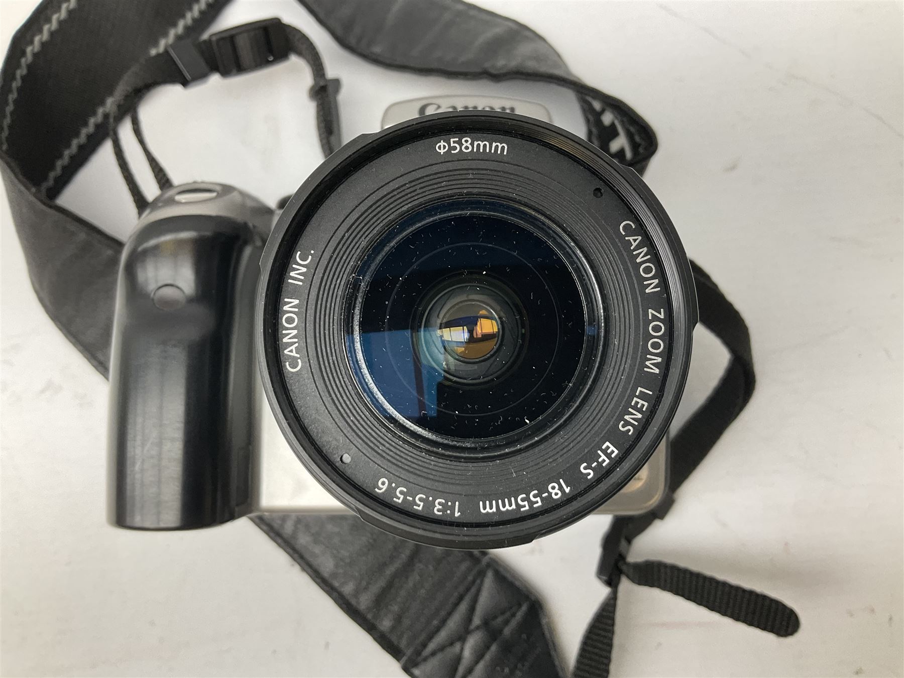 Canon EOS 300D Digital SLR in silver, with Canon 'Zoom Lens EF-S18-55mm 1:3.5-5.6', with soft shell bag and instruction manual