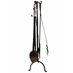 Wrought iron companion stand with roaster
