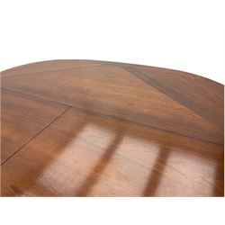 Grange Furniture - cherry wood finish oval extending dining table on square tapering supports, and a set of eight dining chairs with curved backs and upholstered seats 