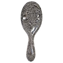 Silver mounted dressing table mirror, together with six silver handled knives, all hallmarked 