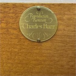 Charles Barr - mahogany bachelor's chest, with brushing slide two short over three long drawers with moulded edges, shaped apron raised on bracket feet
