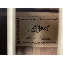 Marlin Classic acoustic guitar model MC1 in green and red L100cm; in simulated reptile skin hard carrying case