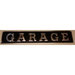  Modern aluminium 'Garage' sign of rounded oblong form with raised letters on a black ground L68cm  