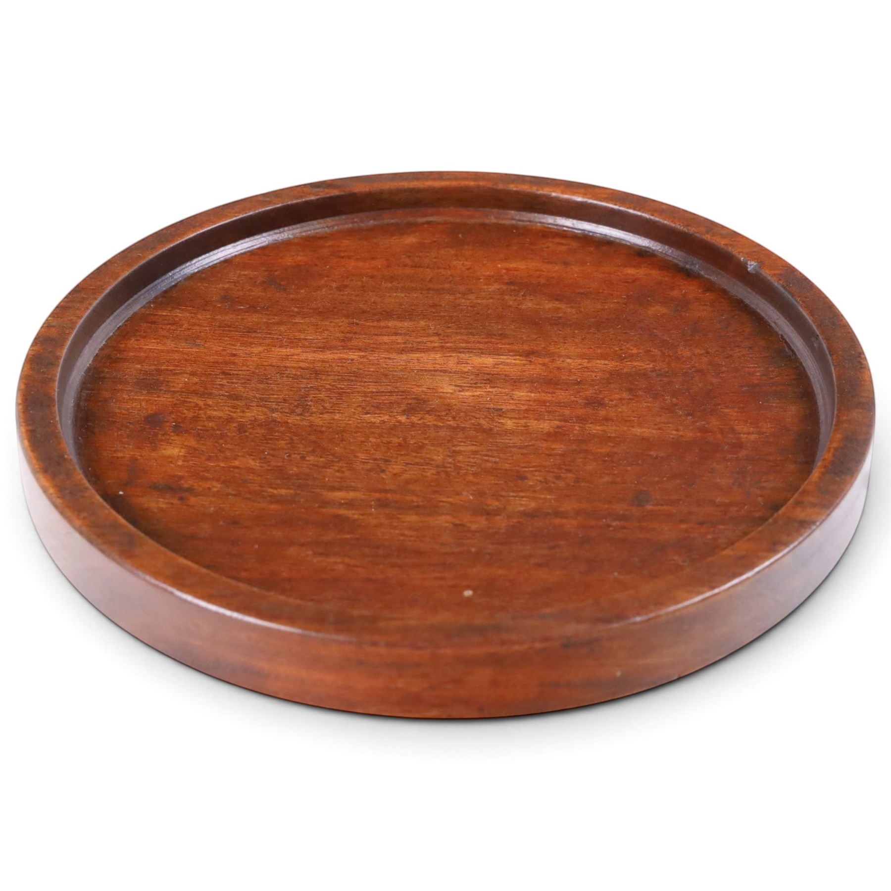 William IV figured mahogany tea caddy enclosing three hinge top lift-out compartments, together with 18th century mahogany tea caddy and circular mahogany coaster, William IV H15cm