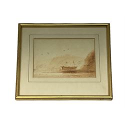 Henry Barlow Carter (British 1804-1868): Large Ship Anchored at Whitby, watercolour signed and dated '40, 12cm x 17cm