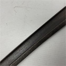 WWI Remington Pattern 1913 bayonet, the 43cm fullered blade with various marks to the ricasso including date code 11 16; in leather covered scabbard with various stamps including JWB 17 L58cm overall; and a French Model 1866 sabre bayonet (no scabbard)