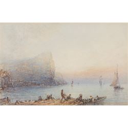 George Weatherill (British 1810-1890): Staithes, watercolour unsigned 8.5cm x 13cm