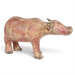 Terracotta figure of a water buffalo, H27cm