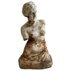 After Alexandros of Antioch - large cast iron figure of Venus de Milo or Aphrodite of Melos, depicting the torso and head