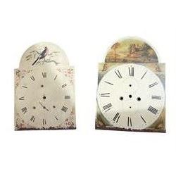 Five 19th century painted longcase clock dials.
Comprising four break arch dials and a square dial.