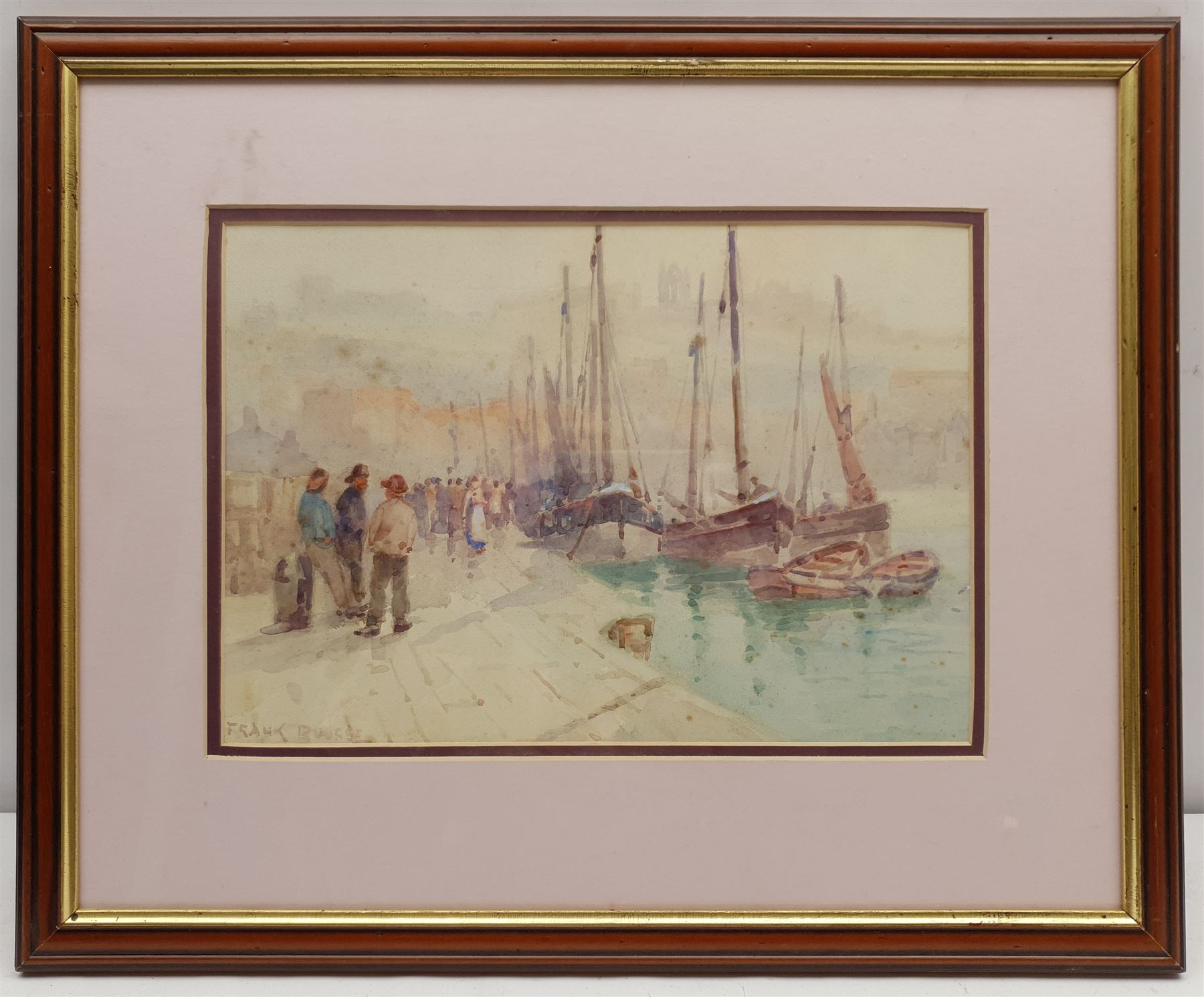 Frank Rousse (British fl.1897-1917): Whitby Quayside, watercolour signed 23cm x 33cm