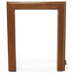 Beaverman - oak fire surround, moulded edge surrounding a rectangular aperture with signat...