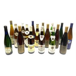 Mixed alcohol including Pieroth Grun-Gold 1983 Klusserather St. Michael Auslese 70cls, Pieroth Blue 1987 Kabinett Nahe 700ml, 7.5%vol etc, various contents and proofs, 18 bottles