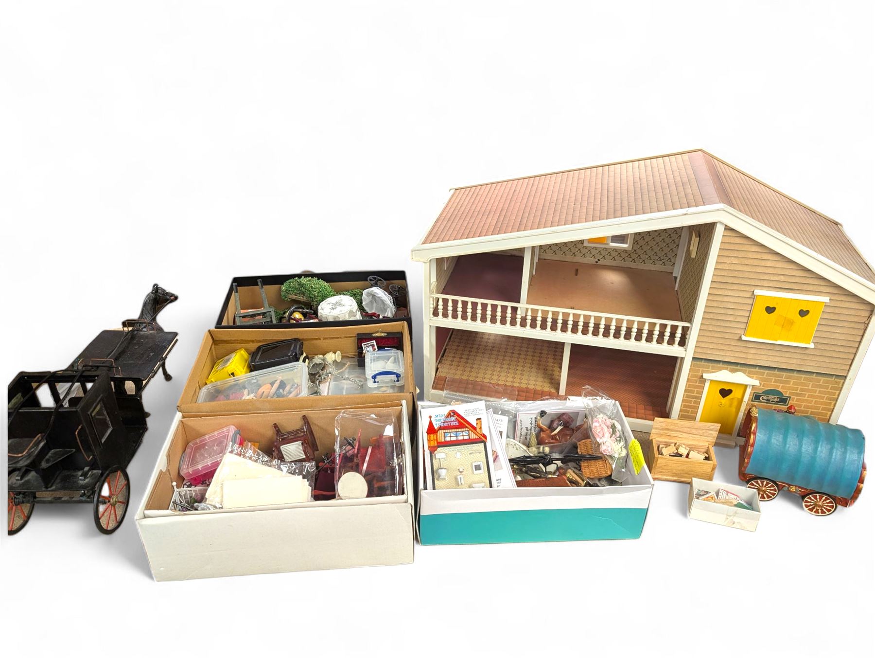 Burton Toys 'Caroline's Home' dolls house and a collection of dolls house furniture and accessories