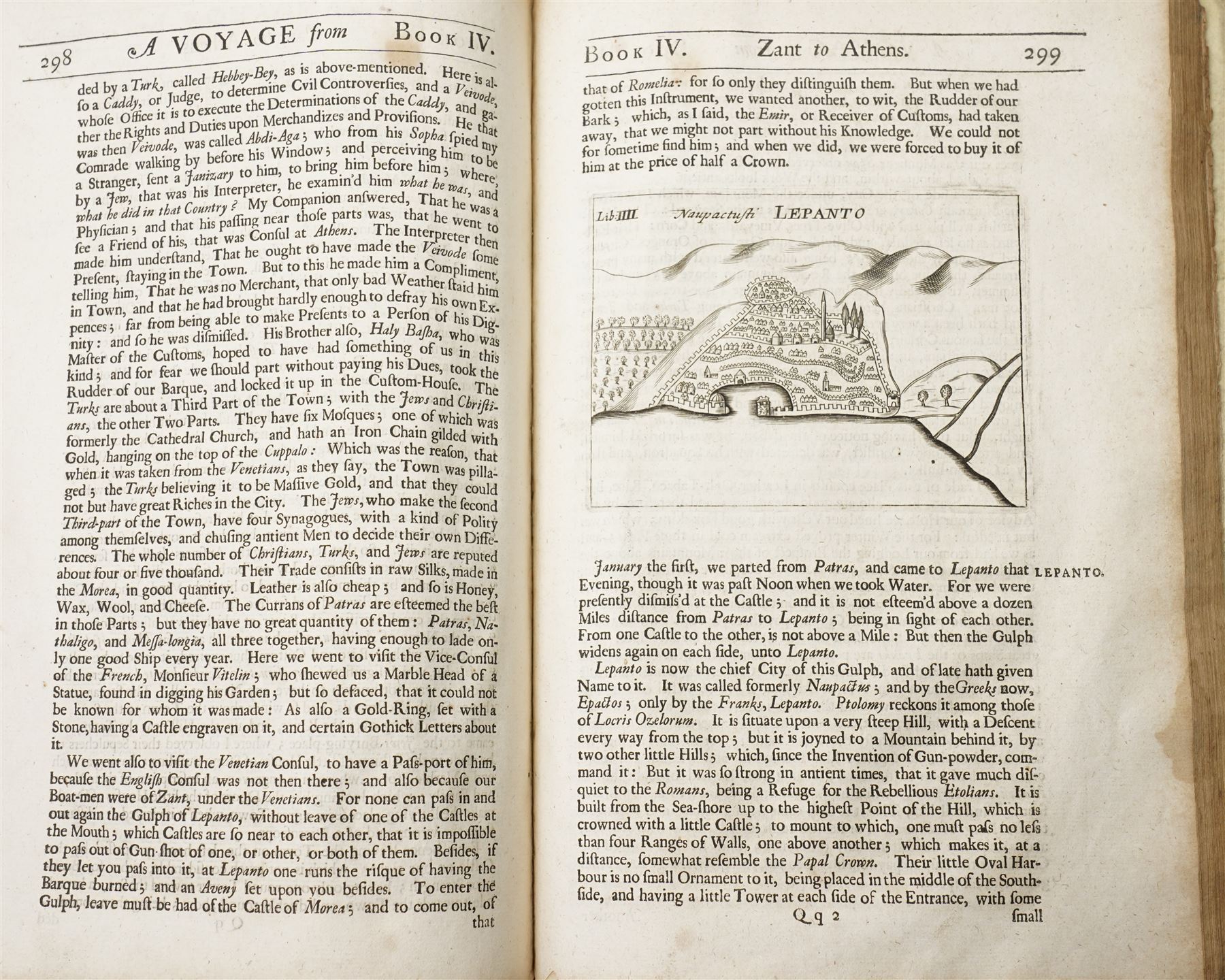Wheler, George - 'A Journey into Greece' in company of Dr Spon of Lyons, printed for William Cademan et al, first edition 1682 ex libris Johannes Clarke in vellum covered boards, a double sided vellum page of music and a single sided vellum page, both in Latin and framed (3)