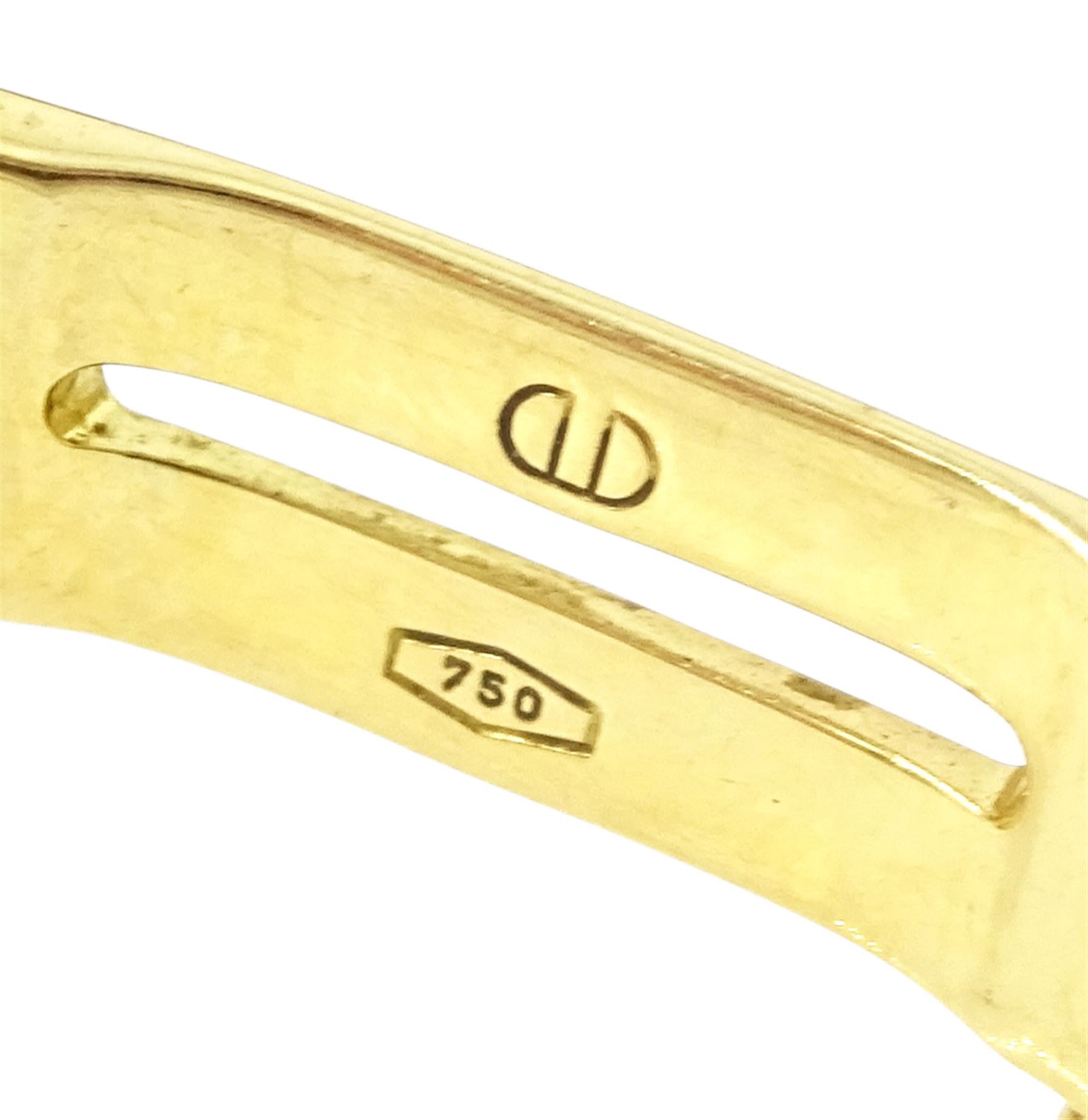 Jaguar gentleman's 18ct gold automatic chronograph wristwatch, white dial with mother of pearl subsidiary seconds dials, day-date aperture and baton hour markers, on 18ct gold bracelet, Swiss hallmarks