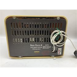 1950s Bush Type DAC 90A valve radio in cream Bakelite case, H23cm W29cm D19cm, together with Bush Type DAC 10 radio in brown Bakelite case