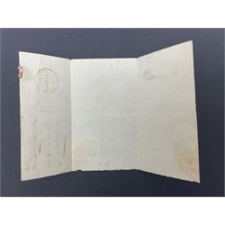 Great Britain Queen Victoria penny black stamp on cover, tied to cover or entire, with black MX cancel
