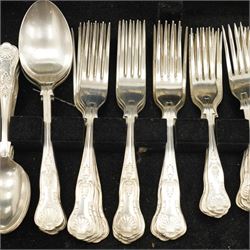 Canteen on stand containing a twelve-place set of King's pattern silver plated cutlery