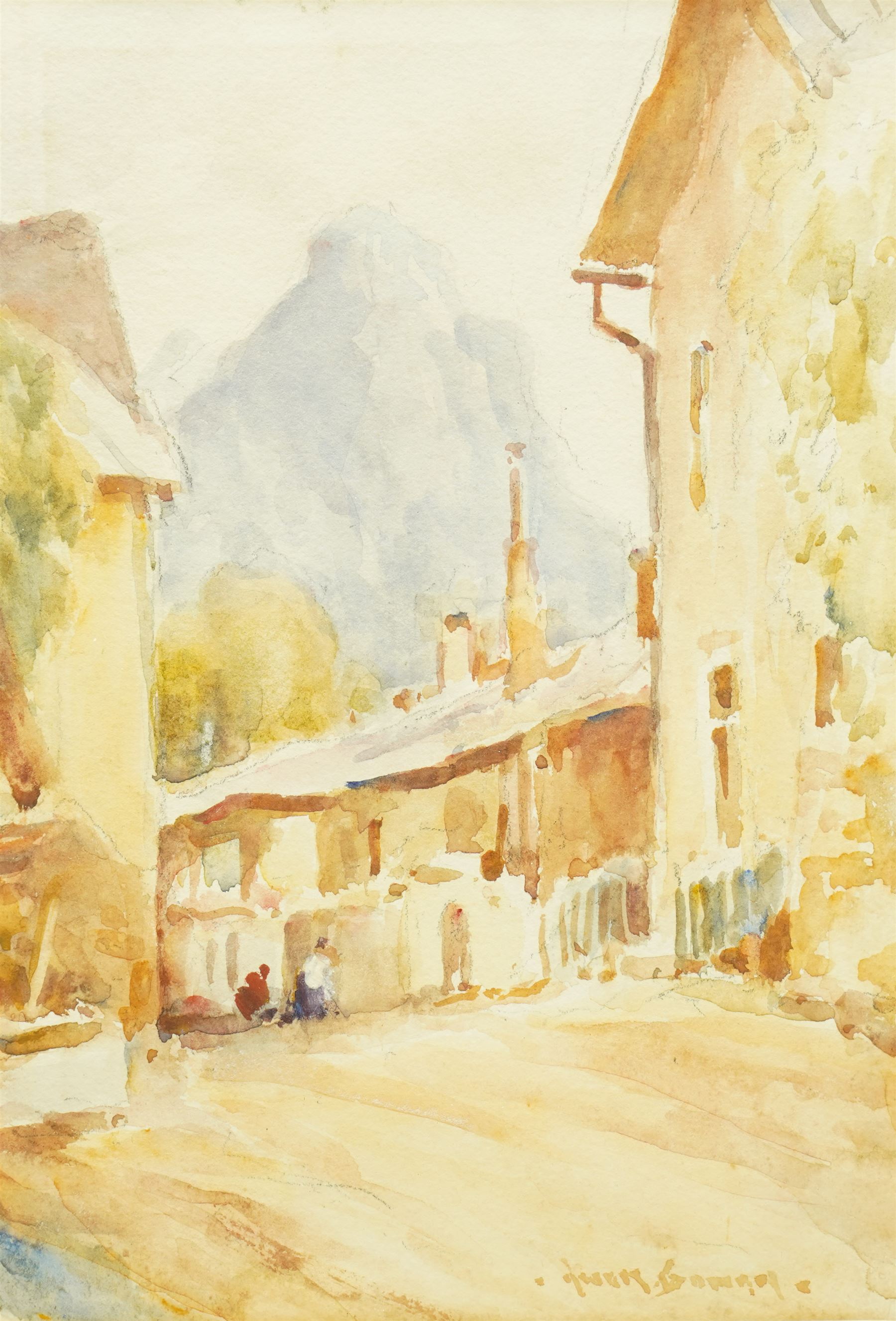 Owen Bowen (Staithes Group 1873-1967): Italianate Landscape, watercolour signed 27cm x 19cm