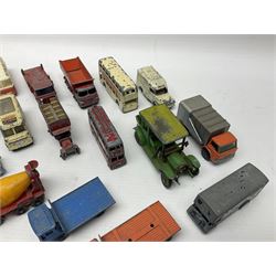 Lesney - approximately forty nine unboxed and playworn die-cast models of various scales with examples from the ‘Matchbox Series’ such as Mercedes Truck No.1, Mercedes Benz ‘Binz’ Ambulance No.2, Stake Truck No.4 etc; further models to include ‘Models of Yesteryear’ 1910 Benz Limousine Y-3, Bedford 7 1/2 Ton Tipper Van No.2, Ford Anglia No. 7 etc 