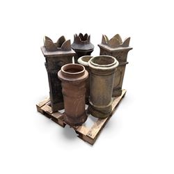 Six reclaimed terracotta / cast stone Chimney pots