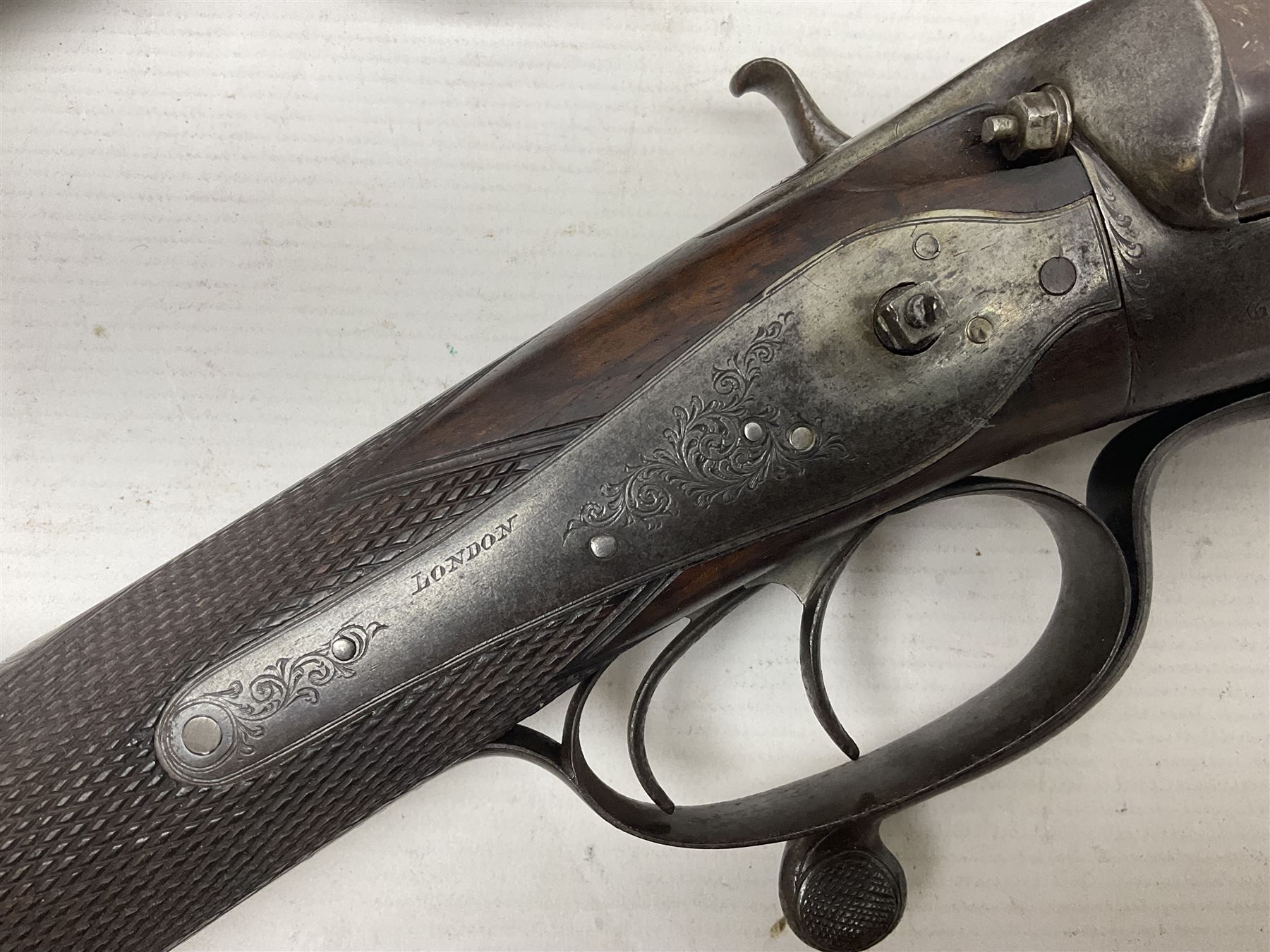 SHOTGUN CERTIFICATE REQUIRED - 19th century John Adams of London 12-bore double barrel side-by-side hammer gun with screw under-lever opening, 76cm (30