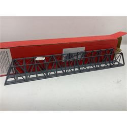 Fleischmann 'N' gauge - four-car set with double pantograph locomotive, dummy and two double decker coaches; No.825201 'Piccolo' three-piece wagon set; No.9198 'Piccolo' level crossing; No.9171 'Piccolo' points; and  No.KN35 Girder Bridge; all boxed