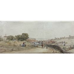 George Weatherill (British 1810-1890): 'Whitby from Stainsacre Lane', watercolour unsigned 11cm x 25cm 