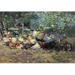 William Bradley Lamond (Scottish 1857-1924): Poultry, oil on board signed 16cm x 22cm
Provenance: with McEwan Fine Art, Aberdeen, label verso