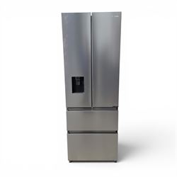 Hisense American style fridge freezer, fitted with double fridge doors and two freezer drawers, model no.  BCD-454WP2NF1R1/HC4