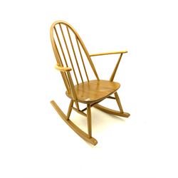 Ercol light elm and beech stick back rocking chair