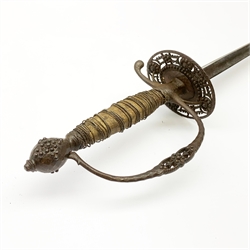 sword hilt steel 76cm engraving pierced georgian 93cm