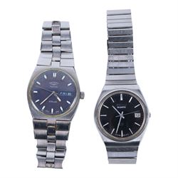 Continental silver fob watch stamped 935, together with Swiss Hofman clock, Seiko and rotary watch 