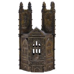 Early 20th century Westminster Abbey money bank by Sydenham & McCoustra, H16cm 