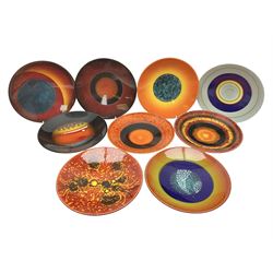 Poole Pottery The Planets, set of nine chargers 'The Planets, by Alan Clarke, comprising Mars, Mercury, Neptune, Venus, Uranus, Pluto, Jupiter, Saturn and Earth, all with original boxes and certificate, D27cm 