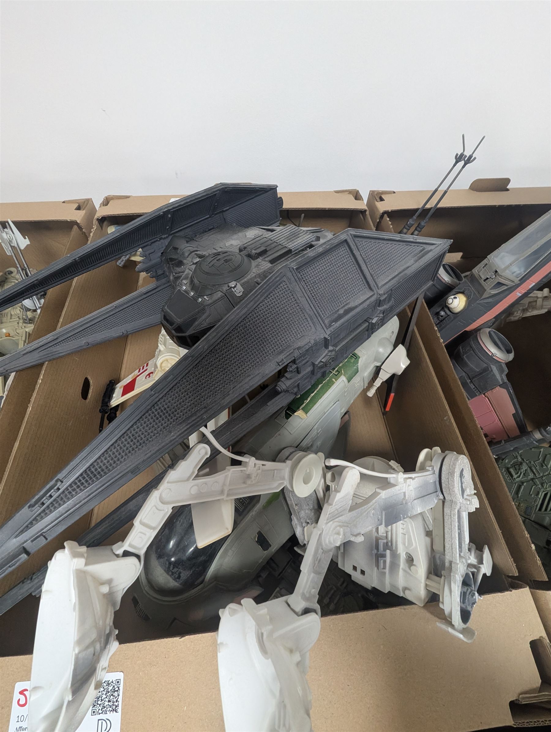 Collection of Star Wars vehicles, including Nerf Rogue One Tie Fighter, Force Link X-Wing, The Force Awakens Xwing, Force Link Kylo Ren's Tie Silencer and Hasbro U-Wing