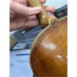 20th century violin, bearing label for Antonius and Hieronymus Amati, with bow stamped G. Werner, contained within fitted case