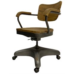 Industrial style metal and wood swivel desk chair
