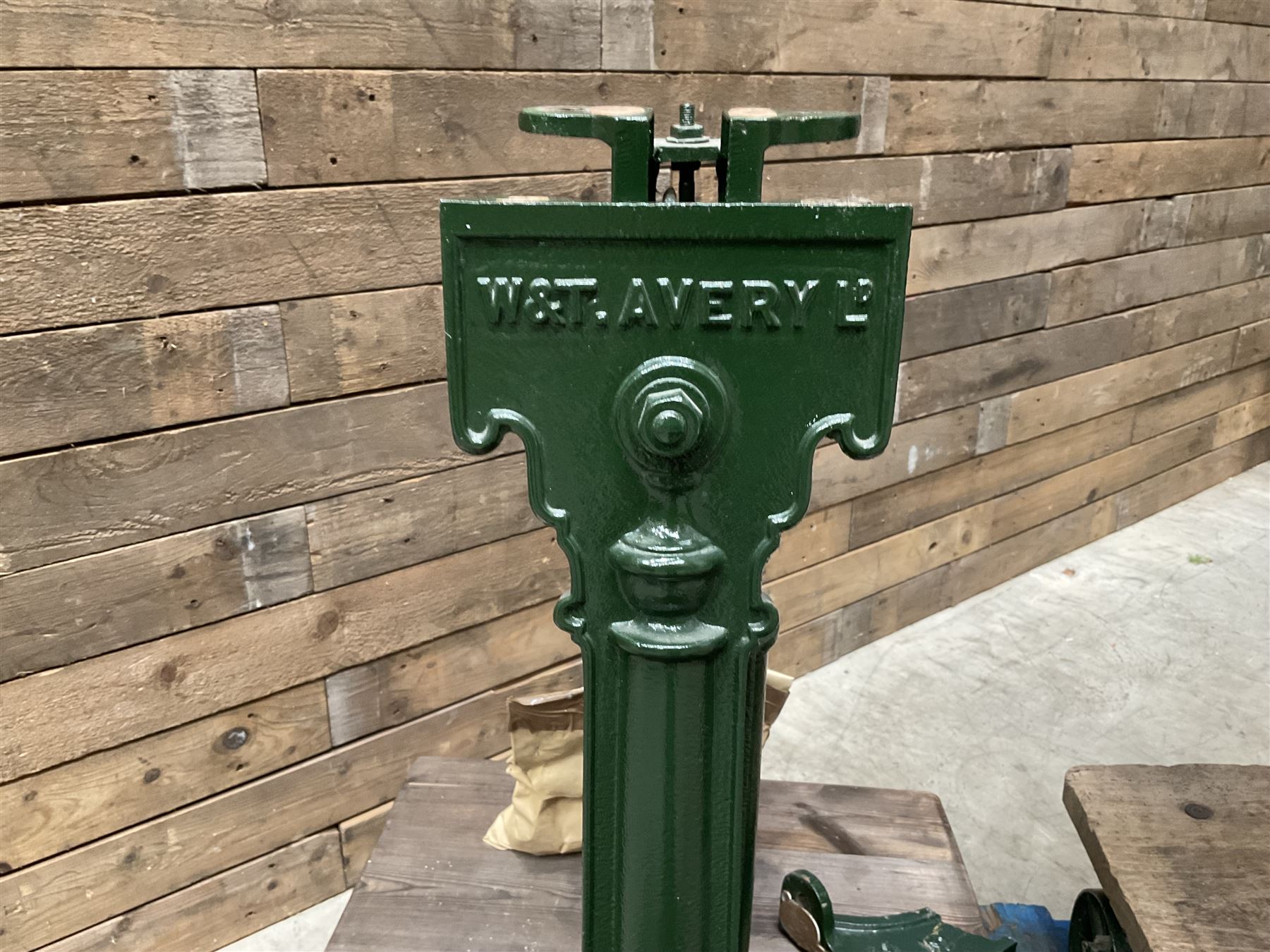 Two pairs of Victorian cast iron potato scales, one damaged with a 5kg weight