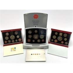 Royal Mint deluxe proof sets 1998 and 1999, both in red cases with certificates and a 2000 executive proof coin collection