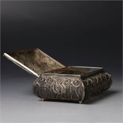 Persian silver filigree trinket box, H3.5cm, W9cm