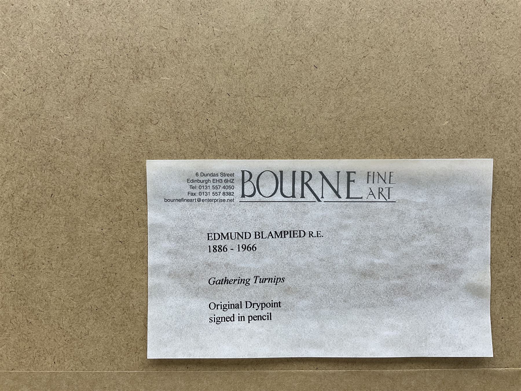 Edmund Blampied (British 1886-1966): 'Gathering Turnips', drypoint etching signed in pencil 12cm x 17cm 