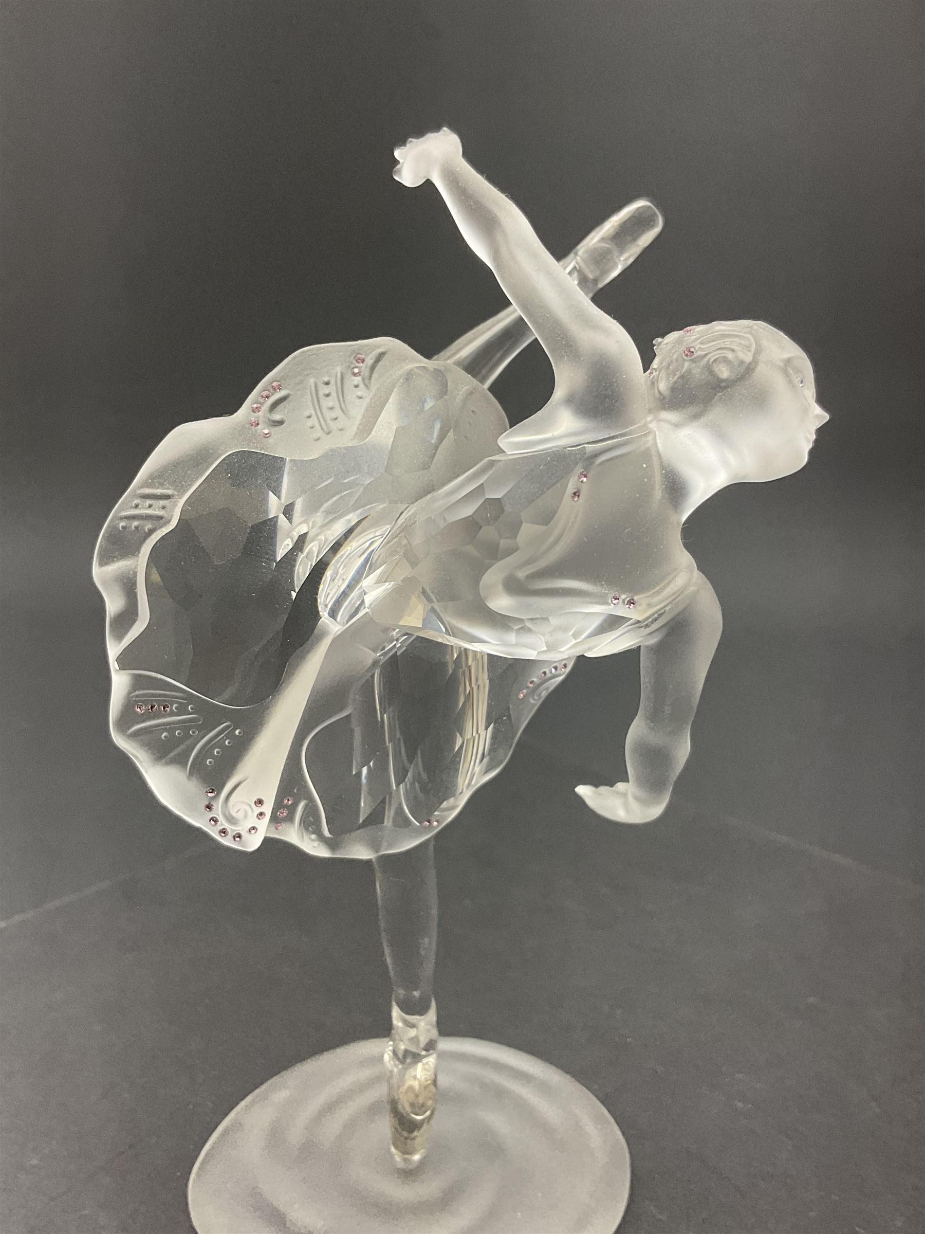 Three Swarovski figures, comprising flamenco dancer, female dancer with certificate and ballerina, tallest H21cm  