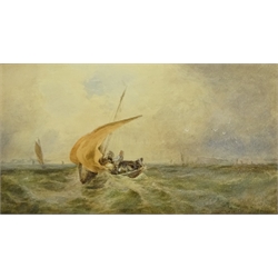  Edward Tucker (British c1825-1909): Fishing Boat Riding the Waves, watercolour signed 15cm x 27cm  