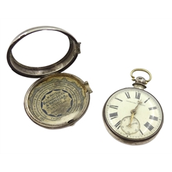 Victorian silver pair cased pocket watch by Maughan Beverley, case by Robert John Pike, London 1873 and a silver  pocket watch by Richard Grunert Beverley, case by The Lancashire Watch Co Ltd, Chester 1894