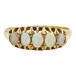 Early 20th century 18ct gold five stone opal ring